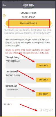 Hướng dẫn nạp tiền tại nhà cái Vegas79 11 Screenshot 9